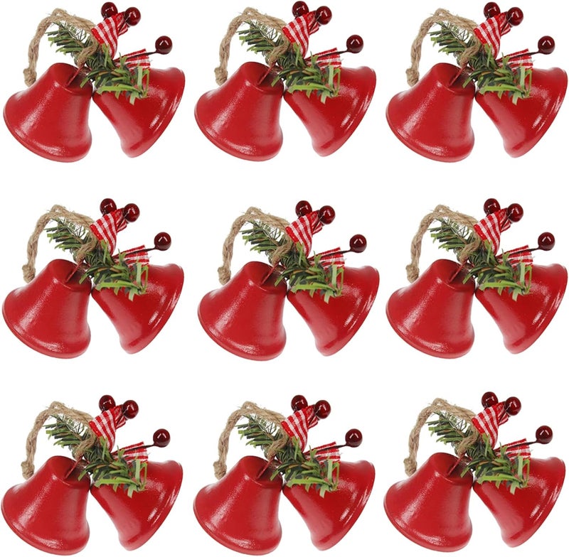 MACLARONX 12 Pcs Red Christmas Bells, Tree Hanging Ornaments Metal Jingle Bells for Christmas Holiday Wreath Decoration Party & Home Door Festival Décor Campanas De Navidad - Image 1